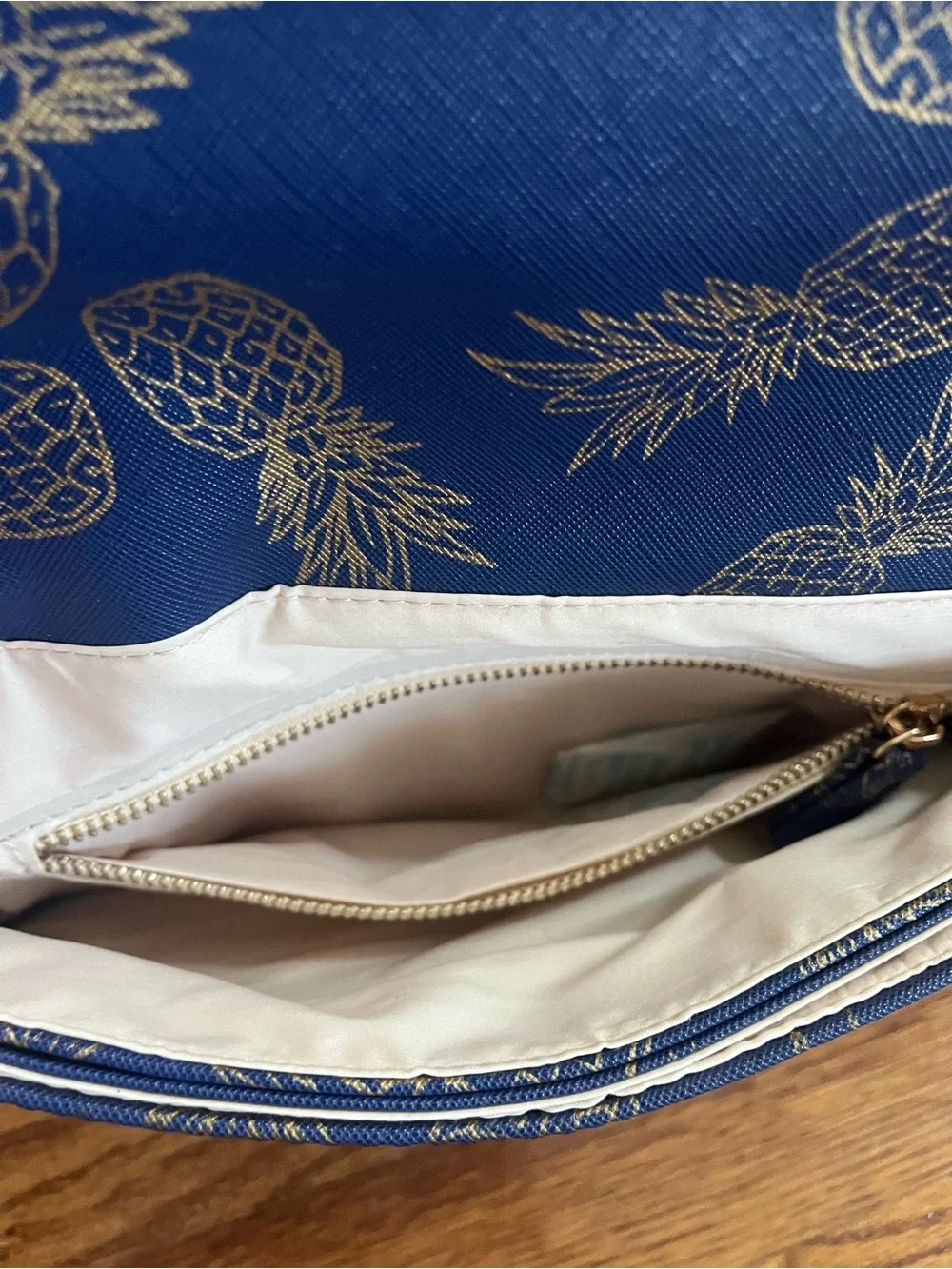 Deux Lux Navy with Gold Foil Pineapple Clutch